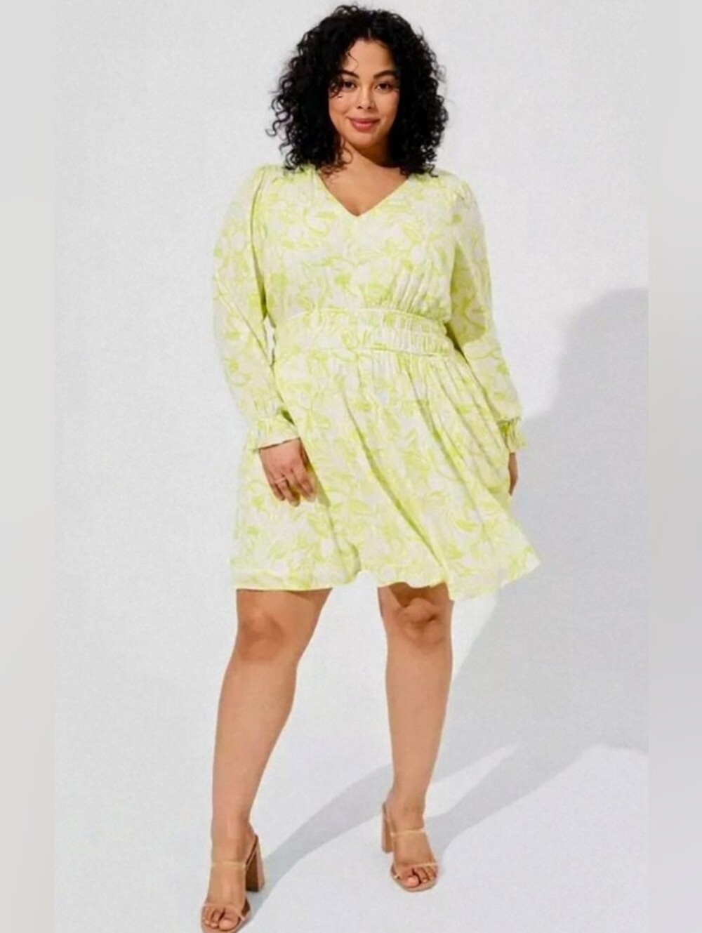 NWT Torrid Skater Dress 3X/22-24 - Floral V-Neck Long Sleeve